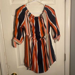Off the shoulder multicolor striped dress/or shirt(Depending on your preference)
